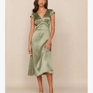 Reformation “KAYE” silk dress (Artichoke Green)